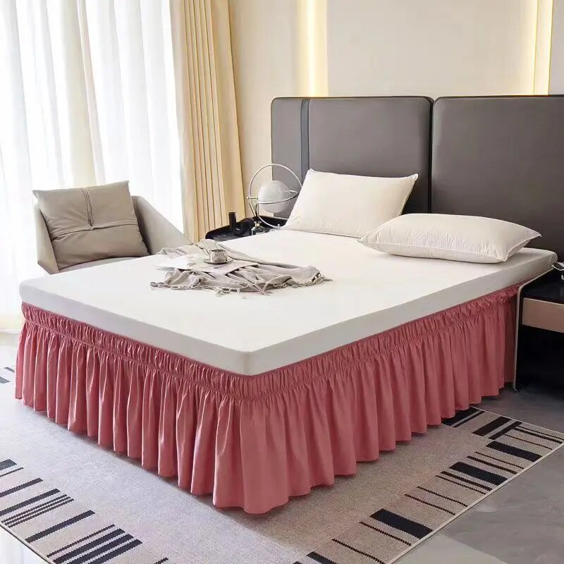 Однотонные подзоры для кровати Microfiber 15 дюймов 160x200x38cm, bean paste