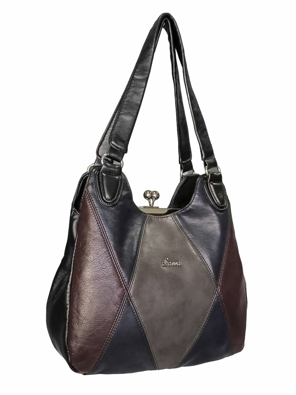 Сумка мессенджер Sassa, фактура гладкая, синий, бордовый, черный, бежевый — фото 1