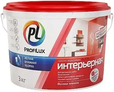Краска ВД ProfiLux PL- 07А Акриловая Интерьерная Супербелая 3кг.