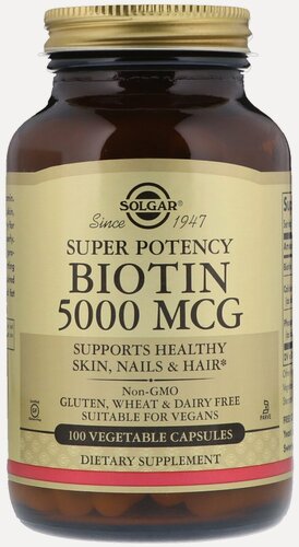 Изображение товара Биотин Solgar, Biotin, 5000 mcg, 100 вег. капсул, 100 капсул