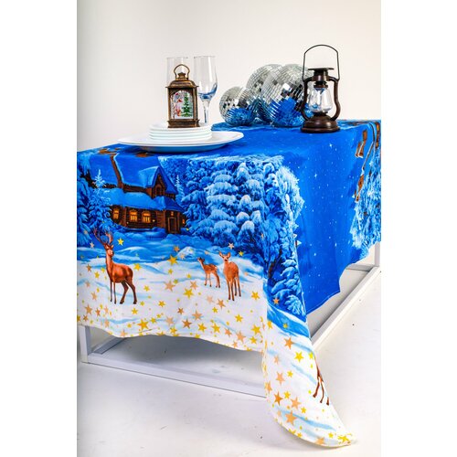 Скатерть из рогожки Alice Textile Великий Устюг, хлопок 100 %, 180 х 145 см, новый год 2025