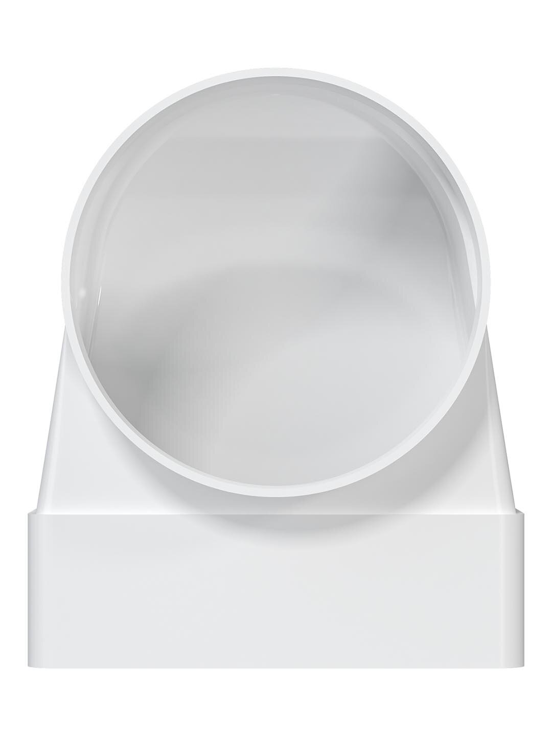 Переходник Era 612СК10ФП, D100 мм, 90°, 60х120 мм, пластик, круглый/прямоугольный, белый — фото 1