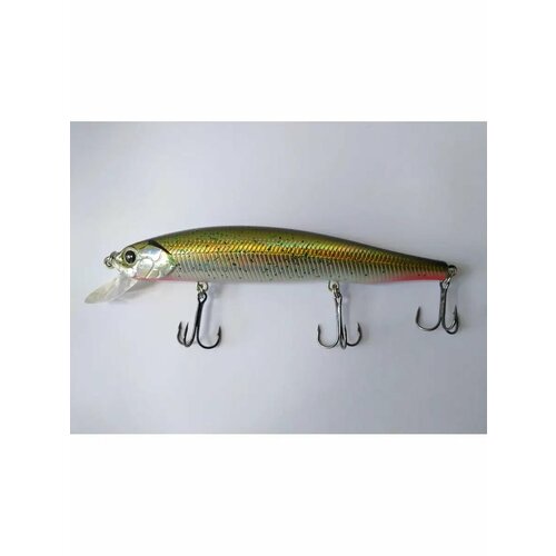 Воблер SHARADO 125 Minnow, плавающий, заглубление до 1м, 125мм, 18г, зеленый/серебряный