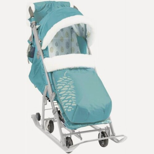 Изображение товара Санки-коляска Nika Ника детям 7-5К Мятный с шишкой (серый каркас)