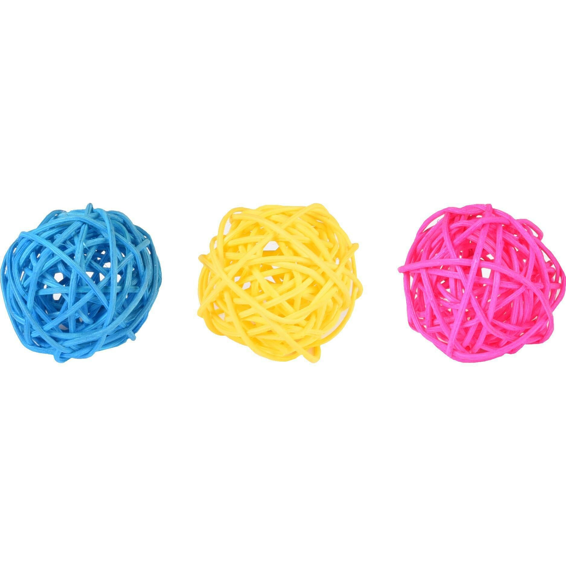 Игрушка для грызунов мячики - 3шт 35 см желтый фуксия синий Flamingo