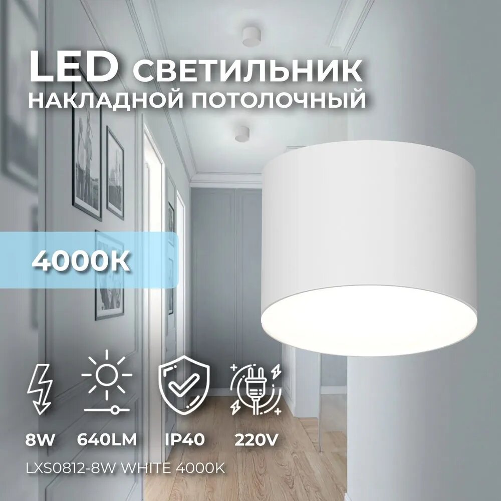Накладной светодиодный влагостойкий светильник Ledron LXS0812-8W White4000K