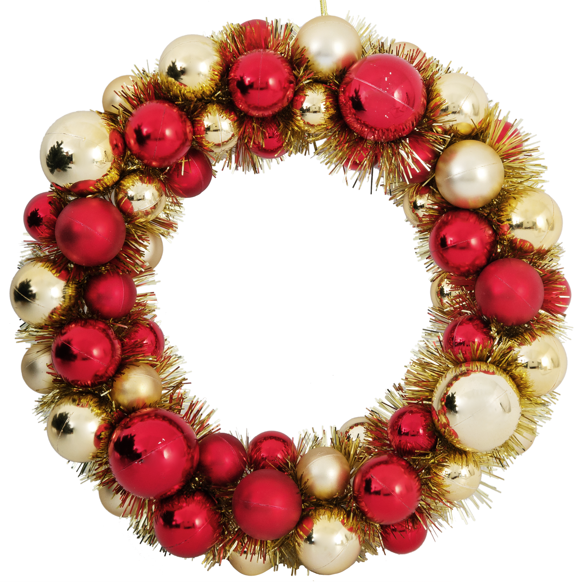 Рождественский венок с шарами ø30 см красно-золотой / новогоднее украшение на ёлку игрушка на ёлку