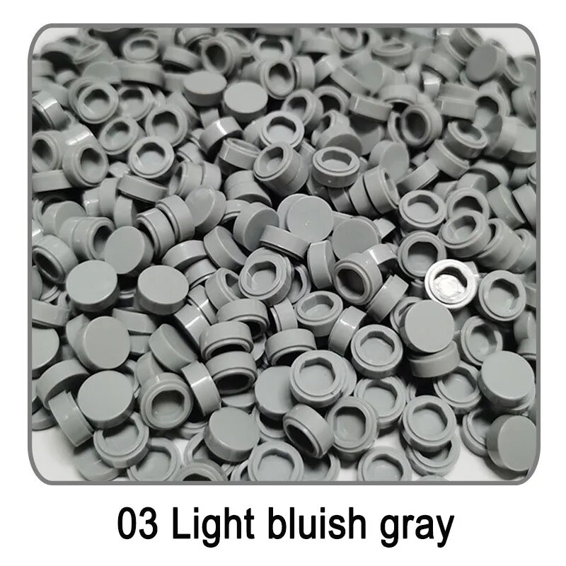 1000 шт сборные строительные блоки плоская плитка 1x1 Круглый кирпич 1*1 «сделай сам» развивающая техническая деталь подходит для 98138 35380 35381 детские игрушки Серый 03 Light bluish gray