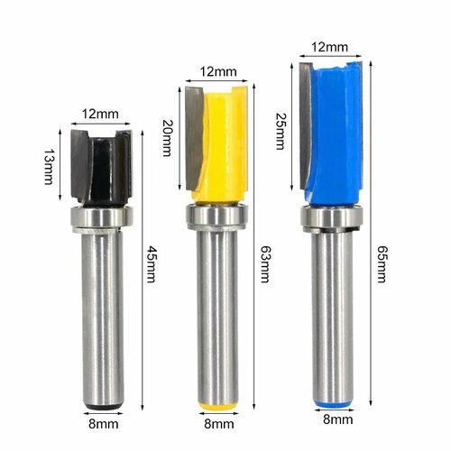 Фрезы по дереву 3 шт 8 мм с подшипниками 8mm 3pcs set 844₽