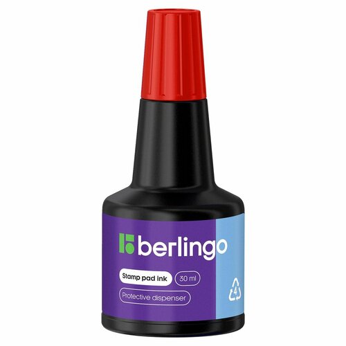 фото Краска штемпельная berlingo, 30мл, красная (kkp_30003), 12шт.