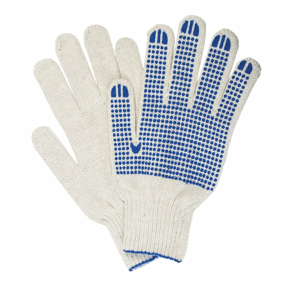 Перчатки х/б c ПВХ-покрытием Лайма Профи, размер 10 (XL), 7 класс, с точечным пвх, белые, 5 пар (604472), 60 уп.