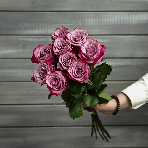 Изображение товара Букет Маркет "Букет из 9 роз Эквадор", 50см, фиолетовые розы