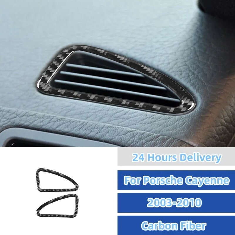 Наклейка на вентиляционное отверстие Porsche Cayenne 2003-2010, карбон, черный