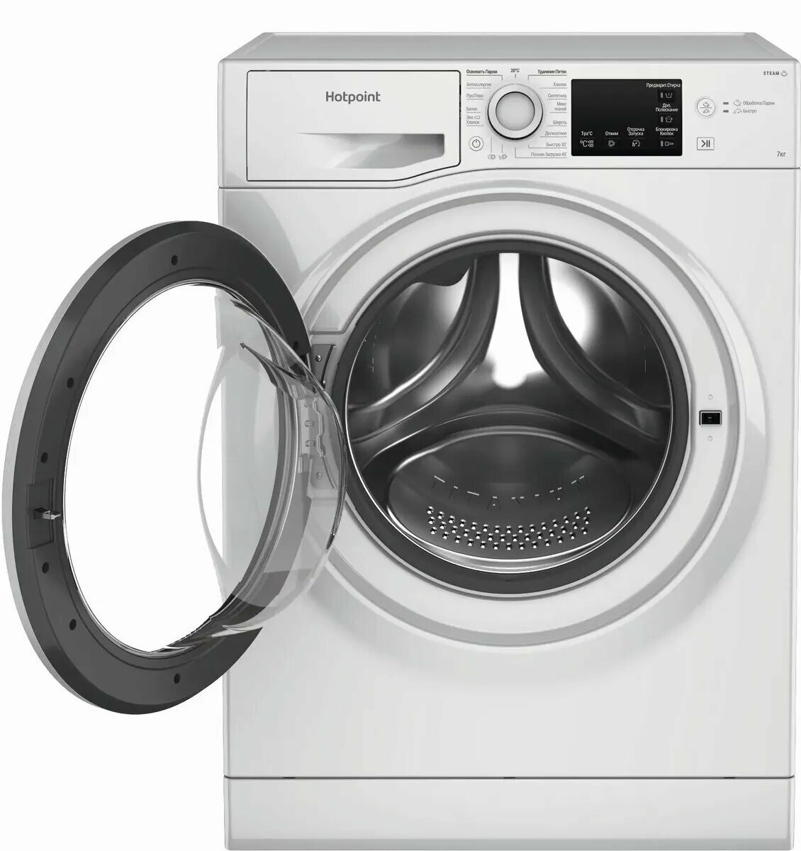 Стиральная машина Hotpoint Ariston NSB 7225W V RU, фронтальная загрузка, 7кг, A++, обработка паром