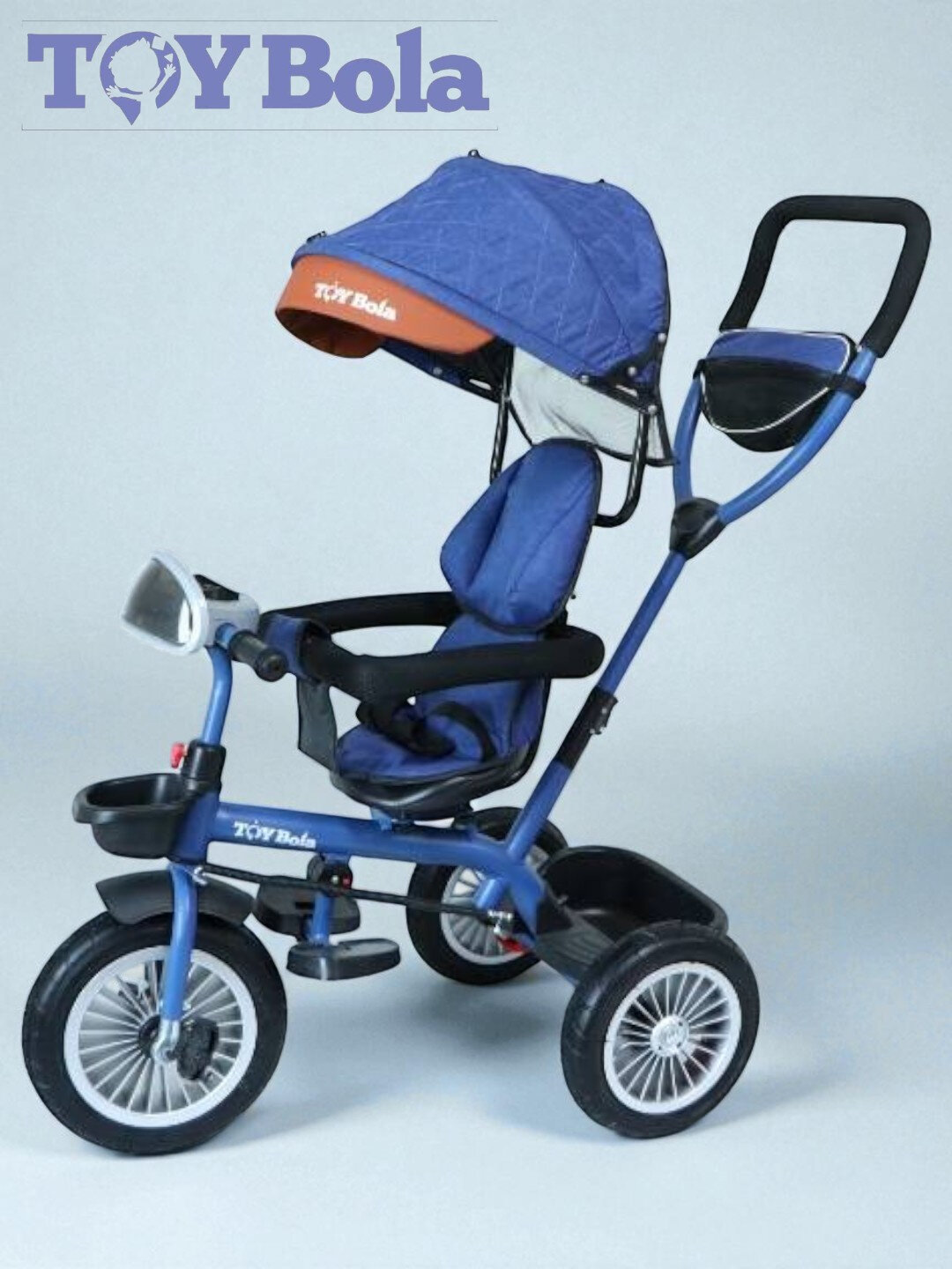 Велоколяска детская, трехколесный велосипед со святящимися фарами и корзиной