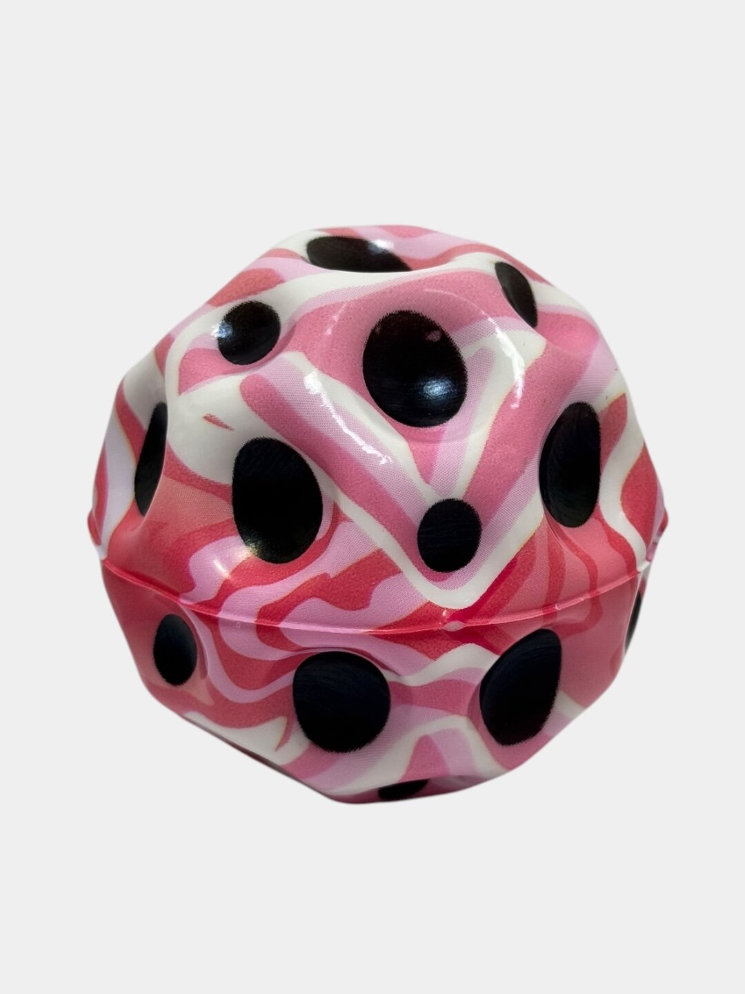 Мяч антистресс детский сенсорный с пятнами розово-черный 6 см Код. 25528