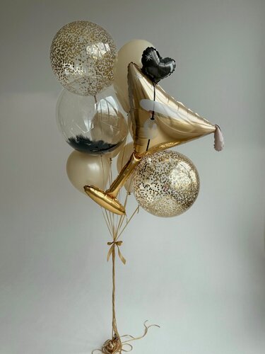 Изображение товара Фольгированные воздушные шары с гелием надутые в фонтан из латексных шаров "Бокал мартини", 10 шт