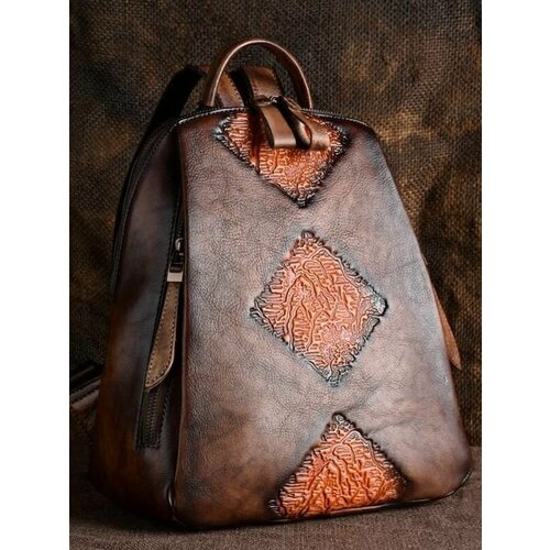 Сумка-рюкзак КожаноFF, фактура зернистая, коричневый