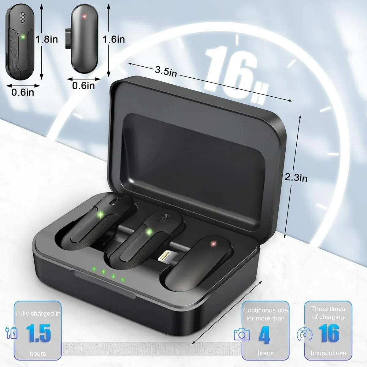 Петличный беспроводной микрофон 2 в 1 Yesido KR16 lightning black