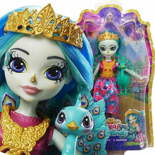 Кукла Энчантималс Королева Парадайз с питомцем (15 см) (Enchantimals Royal Queen Paradise and Rainbow, Peacock Doll with Pet Toy)