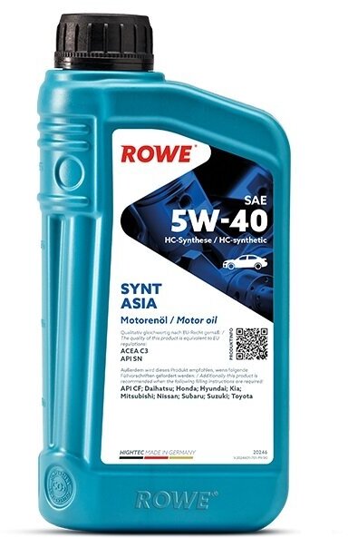 HC-синтетическое моторное масло ROWE Hightec Synt Asia SAE 5W-40, 1 л