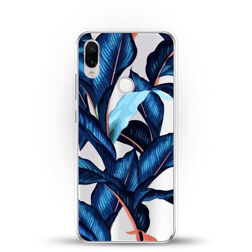 фото Силиконовый чехол синие листья на xiaomi redmi note 7 pro andy & paul