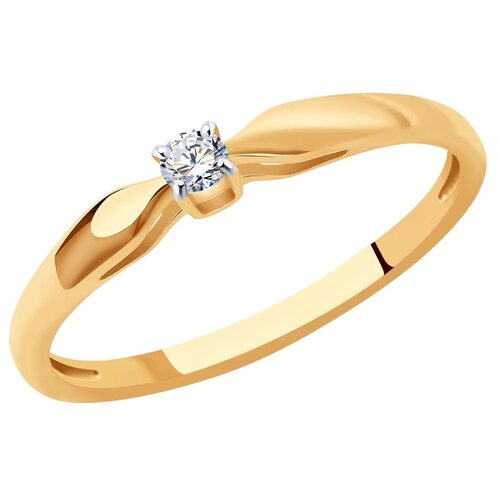 Кольцо помолвочное SOKOLOV, красное золото, 585 проба, бриллиант, размер 15, золотой, красный кольцо с бриллиантом из красного золота 585 пробы