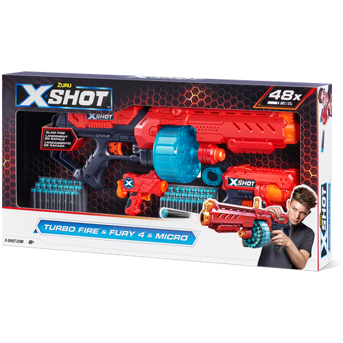 Бластер ZURU X-Shot Комбо Турбо огонь + Ярость 4 микро 36345