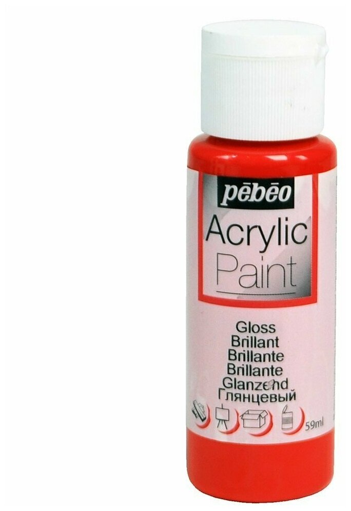 Краски акриловые PEBEO Acrylic Paint декоративная глянцевая 59 мл 097848 красный