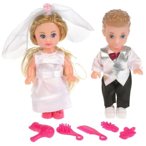 фото Набор кукол карапуз машенька и сашенька жених и невеста, 12 см, mary002-gb-bb