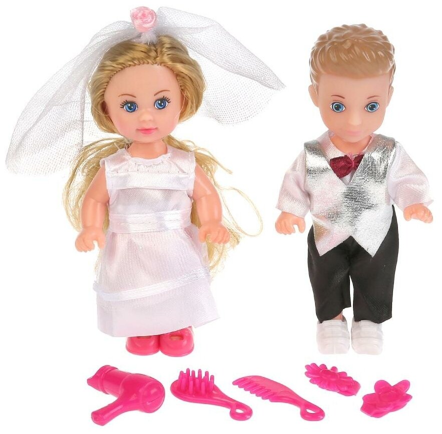 Набор кукол Карапуз Машенька и Сашенька Жених и невеста, 12 см, MARY002-GB-BB