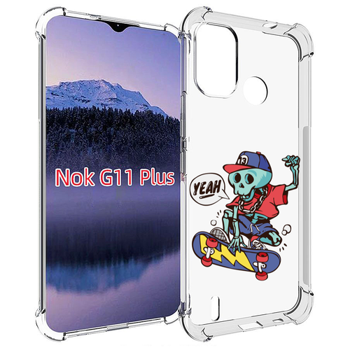 Чехол MyPads Скелет-на-скейте для Nokia G11 Plus задняя-панель-накладка-бампер