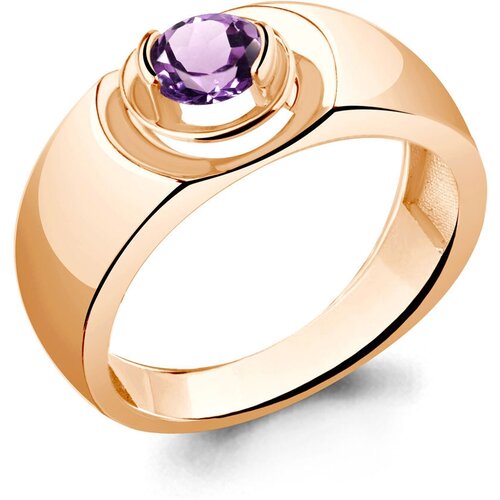 фото Кольцо diamant online, серебро, 925 проба, золочение, аметист, размер 19