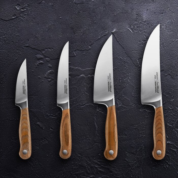 Нож кухонный Tescoma стальной универсальный лезв.180мм прямая заточка дерево/серебристый - фото №5