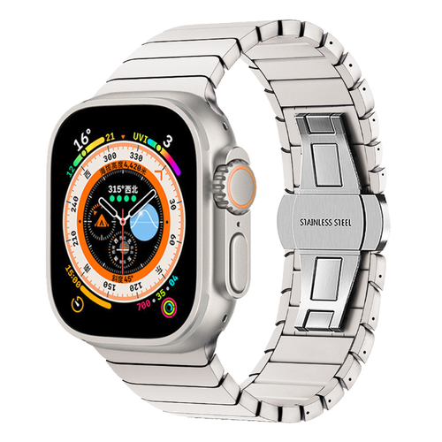 Ремешок керамический для часов Apple Watch 42-44 мм, серебро ceramic/ Браслет керамический блочный для ЭплВотч / Series 1-6, SE
