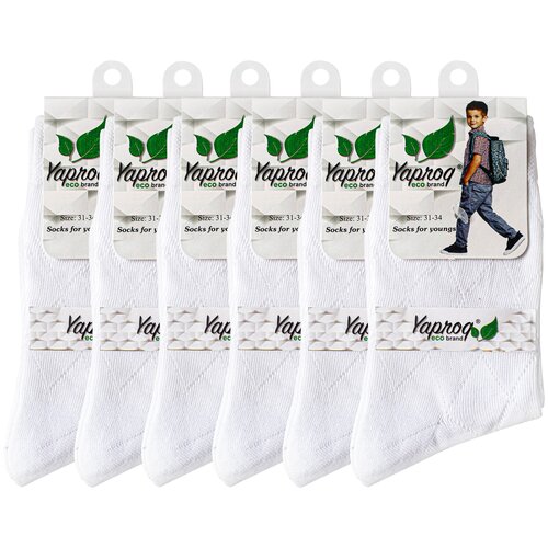 фото Носки yaproq 6 пар, размер 31-34, белый