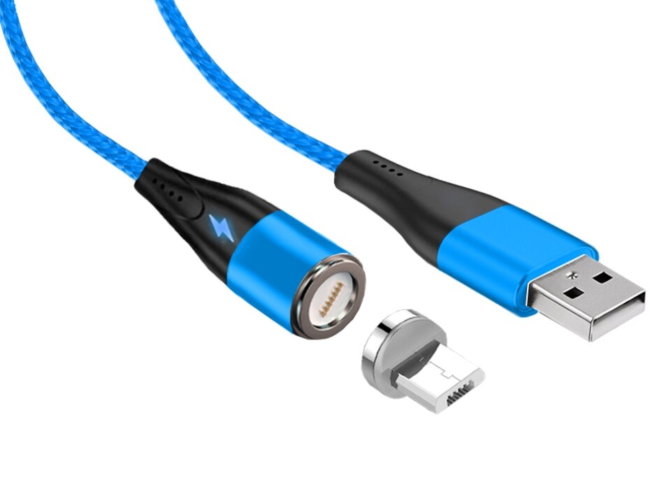 Кабель USB 2.0 - microUSB JETACCESS JA-DC28 1м синий(опл, USB/microUSB, Magnet, QC,3A)