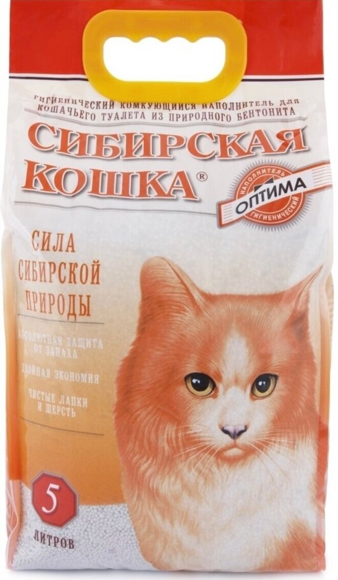 Комкующийся наполнитель Сибирская кошка Оптима, 5л - фотография № 1