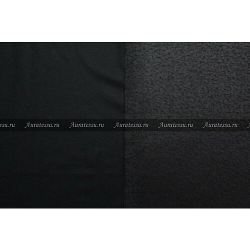 Ткань Джерси черное с лёгким начёсом, 540 г/пм, ш142см, 0,5 м