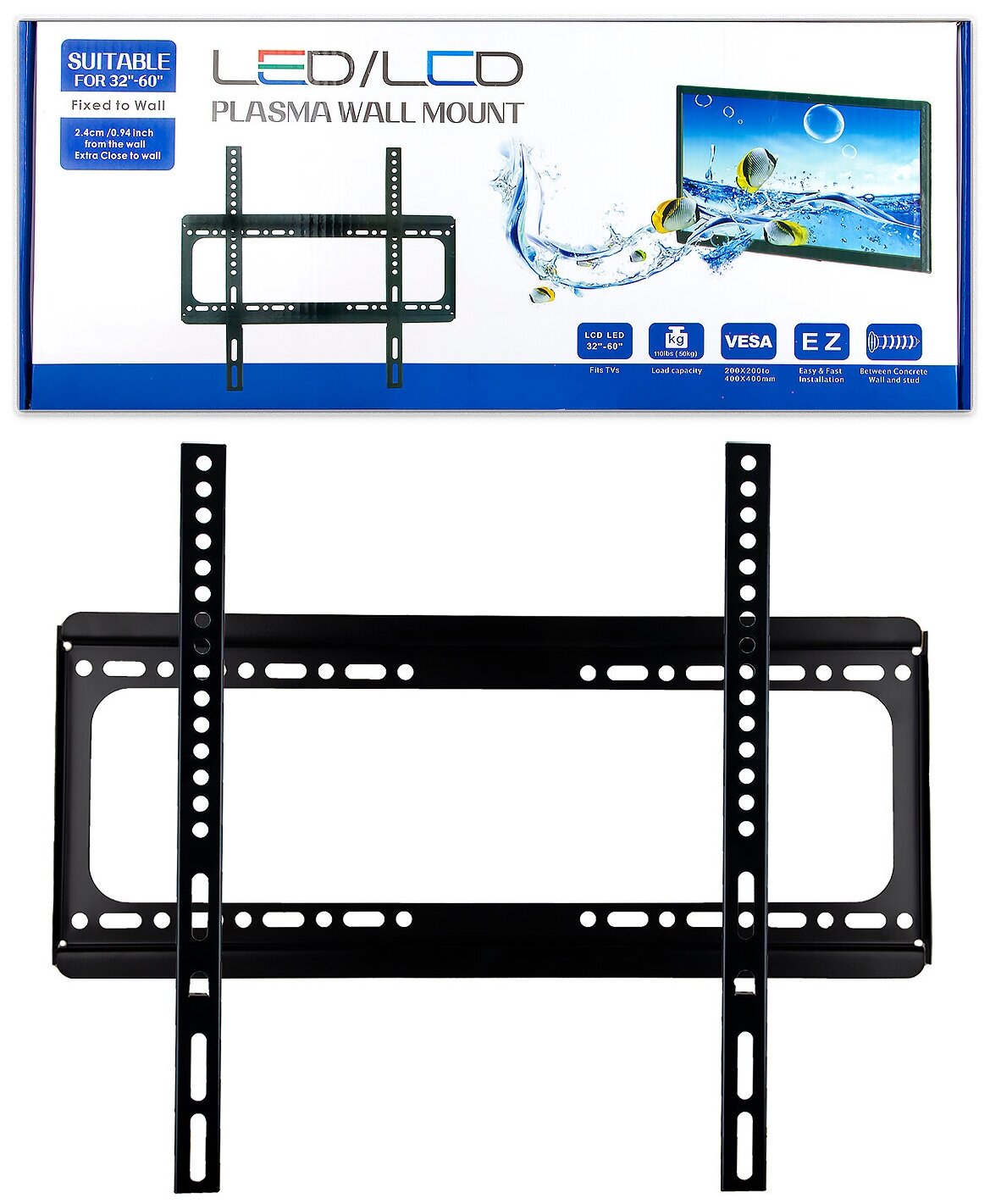 Кронштейн на стену для ТВ Телевизора Монитора TU-A41 диагональ 32"- 60" Vesa (200*200мм 400*400мм) нагрузка до 50 кг.