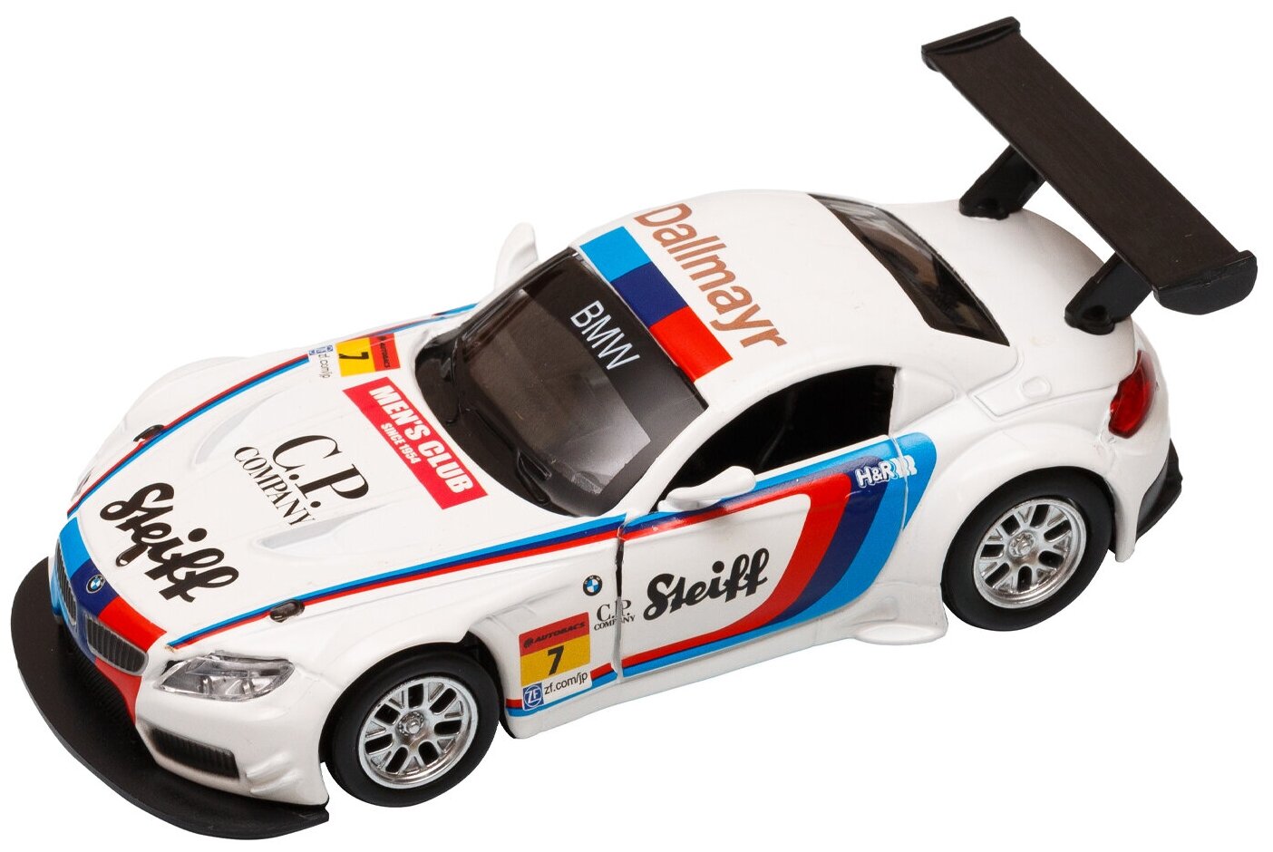 Машинка металлическая Автопанорама, 1:38 BMW Z4 GT3, белый, инерция, открываются двери, в/к 17,5*12,5*6,5