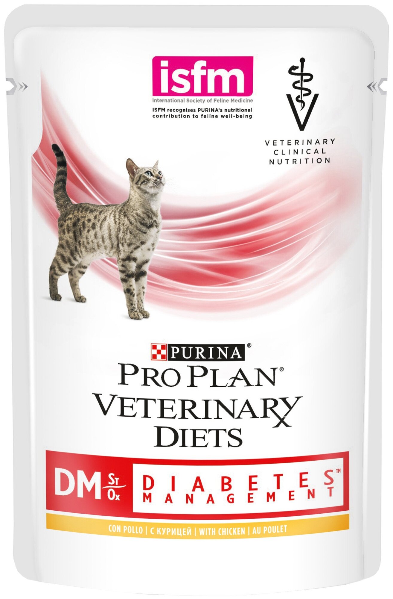 Корм PRO PLAN Veterinary diets DM Diabetes Management для кошек при диабете, с курицей, 85 г x 10 шт