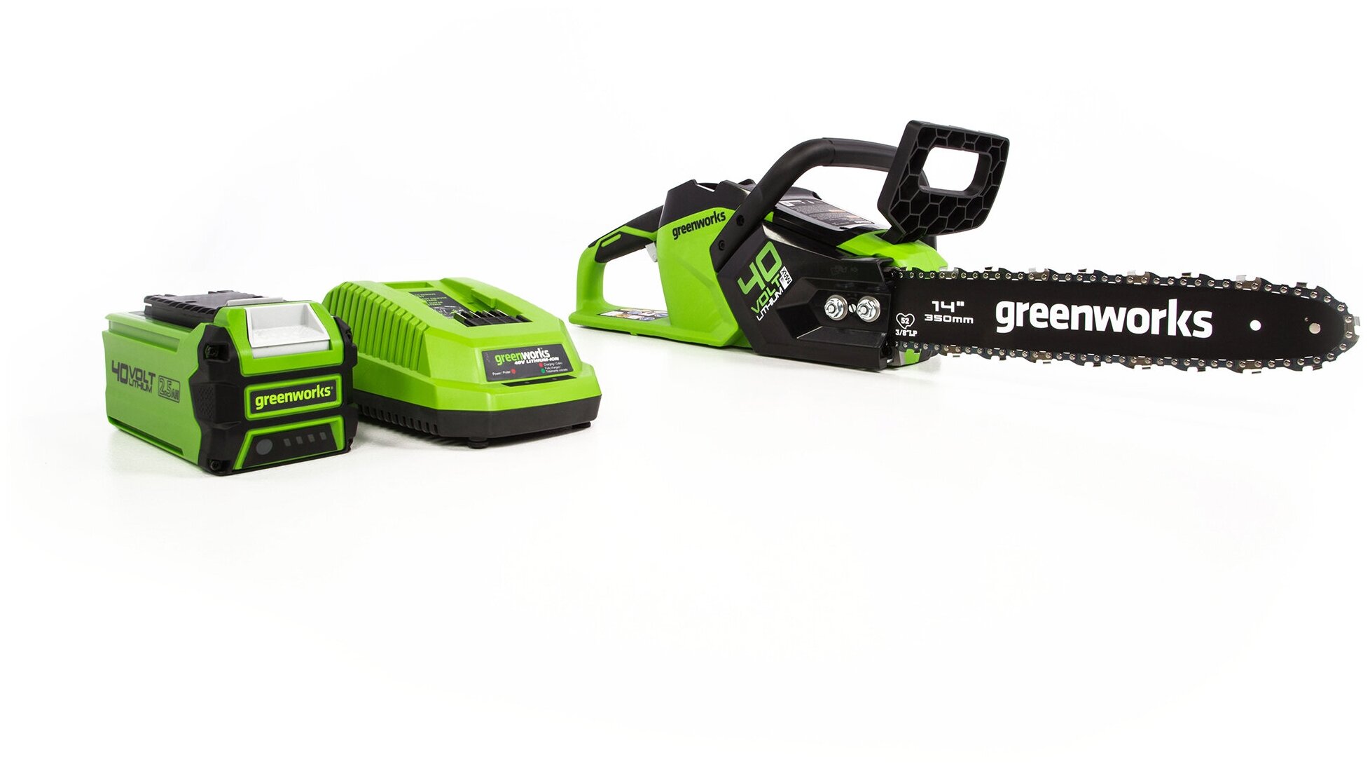 Цепная пила аккумуляторная GreenWorks GD40CS18K4 40V 40 см бесщеточная до 18 КВТ с АКБ 4АЧ и ЗУ