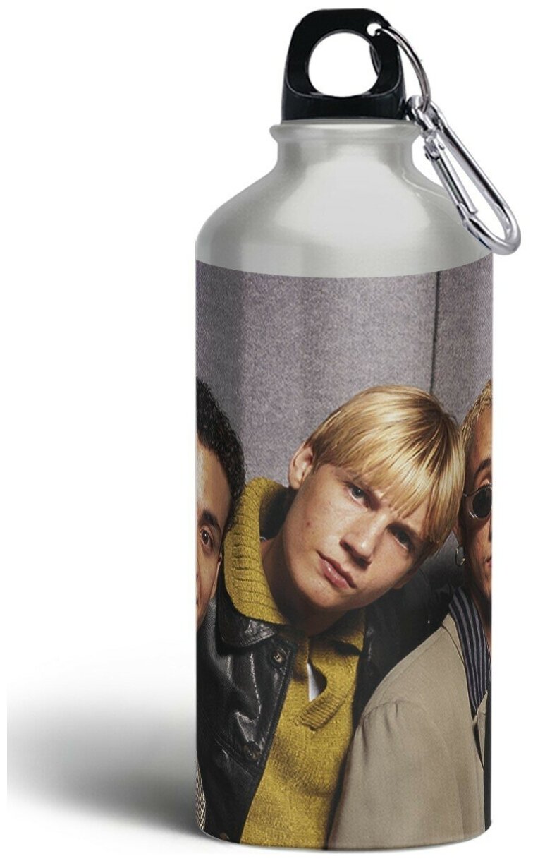 Бутылка спортивная, туристическая фляга, 500мл с карабином Backstreet Boys - 1