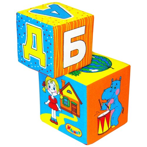 кубики пазл абвгдейка 170 Развивающая игрушка Мякиши АБВГДЕйка, 2 дет., синий