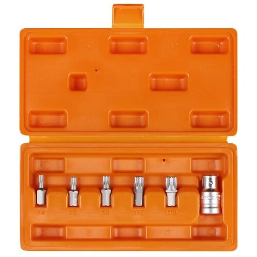 фото Набор бит вставок spline 3/8&quot; 30мм с держателем бит 1/2&quot; dr 6 предметов в кейсе (at-b-49) airline