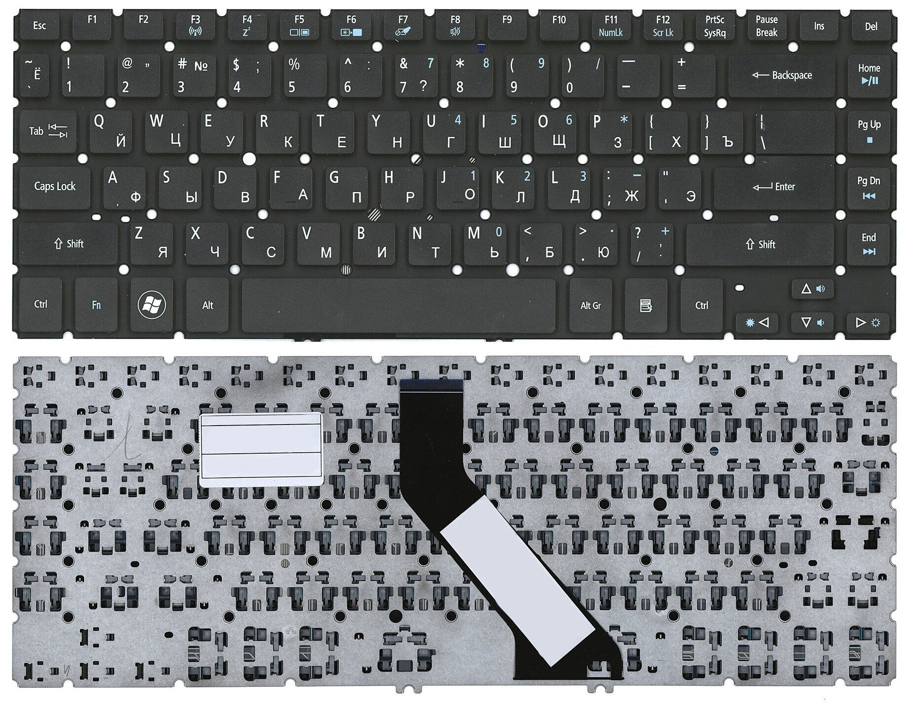 Клавиатура для ноутбука Acer Aspire M5-481T черная без рамки