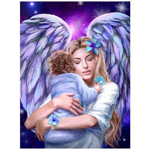 алмазная вышивка new world 5d эффект икона ангел хранитель две картинки Алмазная вышивка Фрея Ангел - Хранитель, 40x30