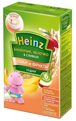 Каша  Heinz молочный, пудинг, бананчик, яблочко в сливках, с 6 месяцев