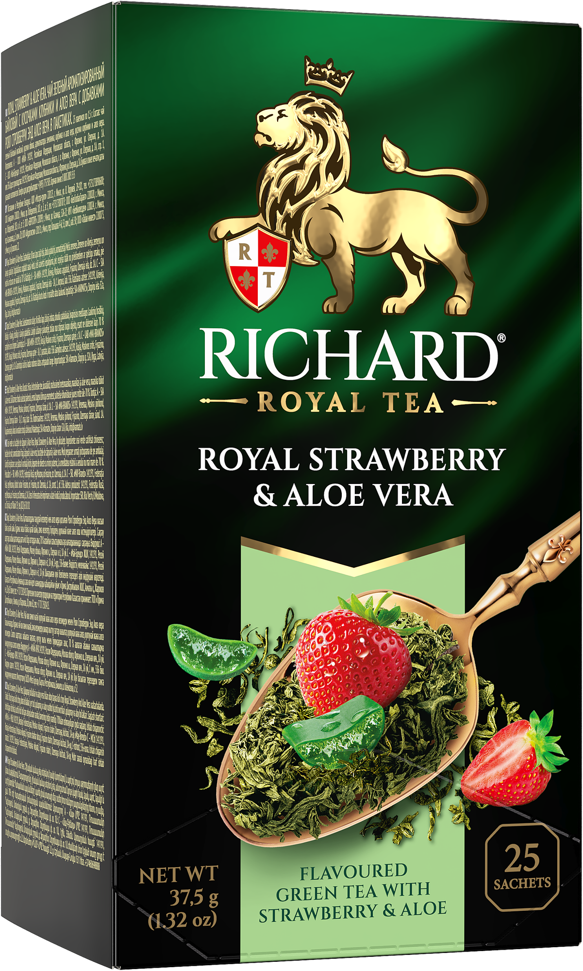 Чай зеленый Richard Royal Strawberry & Aloe Vera в пакетиках, 25 пак. — фото 1